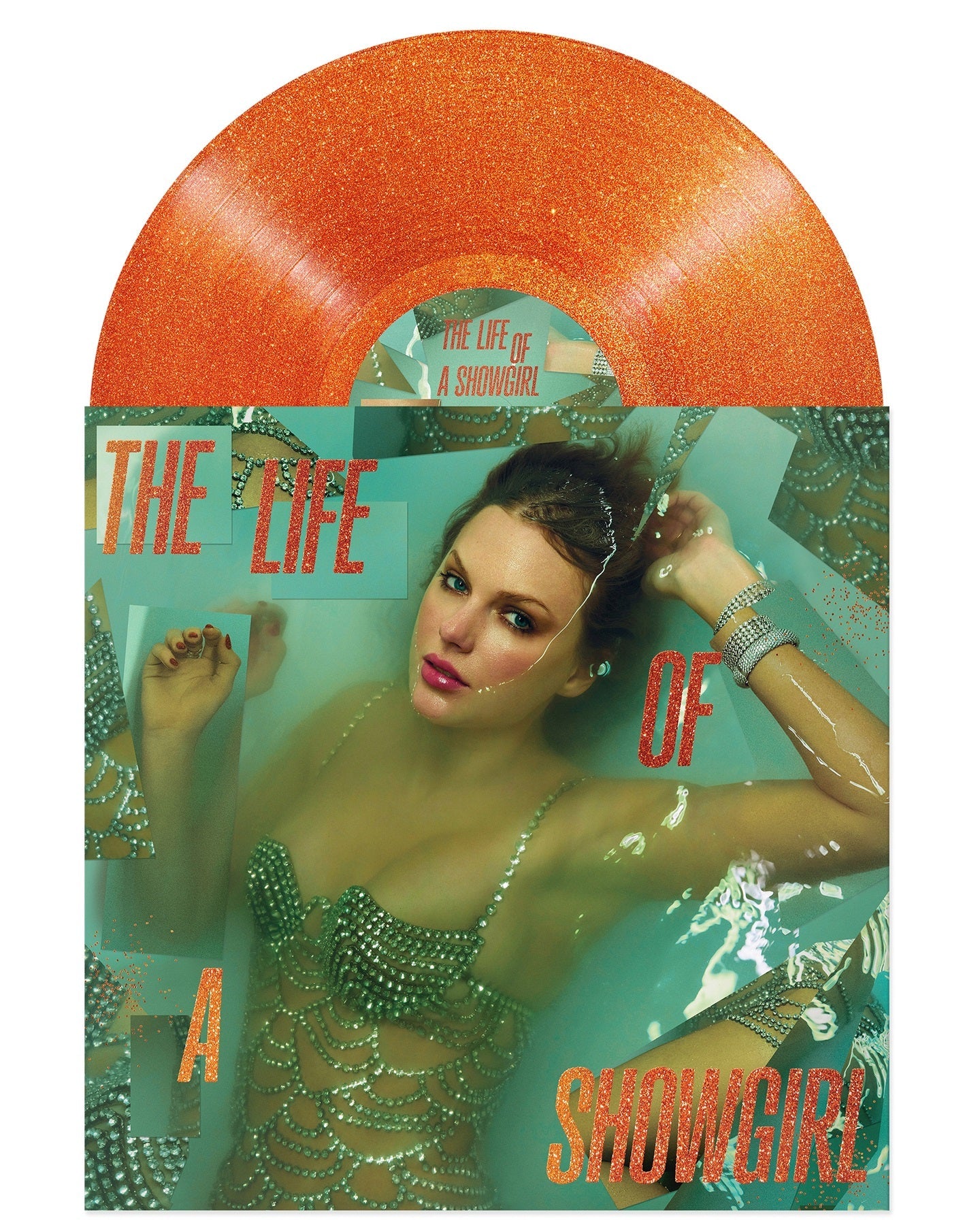 Taylor Swift- The Life of a Showgirl [Sweat and Vanilla Perfume Portofino Orange Glitter Vinyl] (DAMAGED) { VINYL LP }
